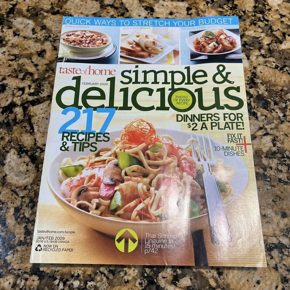 Taste Of Homes Simple and Delicious Back Issues Recipes Magazines 2008 set Of 6